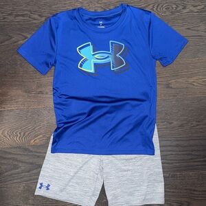 Under Armour Vibrant Blue Tee and Charcoal Shorts